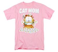 popfunk Garfield Mother's Day Cat Mom Flowers Unisex T Shirt, Pink, Rose, XL Mixte