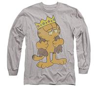 popfunk King Garfield Unisex Long Sleeve T Shirt, Heather, Athletic chiné, XL Mixte