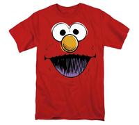 popfunk Sesame Street Elmo Retro Sketch Face Unisex T Shirt, Red, Rouge, S Mixte