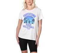 popfunk Top Gun The Volleyball in Jeans Ladies T Shirt, White, Blanc, M Femme