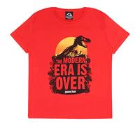 Popgear Jurassic Park Modern Era is Over T-Shirt pour garçon Rouge Tendance, 7-8 Ans