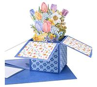 POPGIFTU Carte de vœux pop-up florale en 3D faite à la main pour salutation, remerciement, pensez à vous, rétablissement de la Saint-Valentin pour femme, mère, sœur, épouse ou petite amie