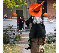 POPGIFTU Décoration Halloween - Sorcière de 135 cm Écrasée Contre l’Arbre, Décor Drôle et Effrayant pour Jardin, Terrasse ou Balcon