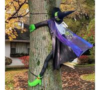 POPGIFTU Décoration Halloween Sorcière Envolée 163 cm, Décor Sorcière Géante Suspendue pour Arbres Extérieurs, Jardin, Porche, Porte, Clôture, Décor Intérieur