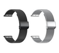 Popglory 2PCS Remplacement bracelet pour Montre connectée P22/P96 20mm,1 bracelet en acier argenté + 1 bracelet en acier Noir