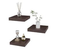 PopiShelves Lot de 3 petites étagères murales flottantes carrées de 15,2 cm pour chambre à coucher, salon, salle de bain, cuisine, bureau Marron