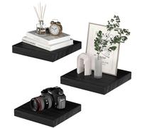 PopiShelves Lot de 3 petites étagères murales flottantes carrées de 22,9 cm pour chambre à coucher, salon, salle de bain, cuisine, bureau