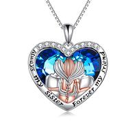 POPKIMI Collier en argent sterling 925 pour sœur - Cadeau d'anniversaire pour sœurs, maman, fille - Collier en cristal pour 2/3/4/5 sœurs, Argent sterling, Zircone cubique