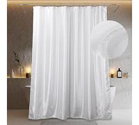 Popkozzi Rideau de Douche Blanc argenté :Rideau de Douche Extra Long à Paillettes Brillantes pour Salle de Bain - Rideau de Bain en Satin métallique Scintillant - Imperméable et Lavable -183 x 214 cm