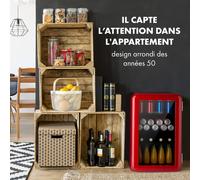 PopLife 68cm 70L Frigo Vitrine avec Porte Vitrée Rouge E