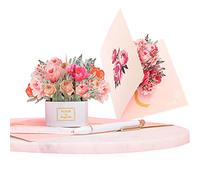 PopLife Boîte à fleurs pop-up 3D de luxe pour la fête des mères - Carte vierge, anniversaire, Saint-Valentin, mariage ou fête - Pour épouse, maman, sœur, grand-mère, fille et petite amie