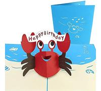 PopLife Cards Happy red crabe 3d pop up carte de voeux pour les anniversaires - créatures de la mer, les amoureux de l'océan, jouet classique - plis à plat, parfait pour l'envoi - naissance, baby sho