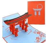 PopLife Cards Torii japon gate 3d popup carte de voeux pour toutes les occasions voyageurs asie, architecte, plis amoureux de l'histoire japonaise pour l'envoi d'anniversaire, remise des diplômes, re