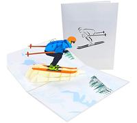 PopLife Carte de vœux pop-up 3D pour skieur de montagne - Carte d'anniversaire pour les fesses de ski et les amateurs de neige, cadeau de retraite pour patron, ski alpin - pour mari, petit ami, pour