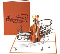 PopLife® Carte pop up 3D en forme d'instrument de musique violon - Carte de vœux d'anniversaire de musicien, fête de retraite, fête des pères, cadeau de professeur de la part d'un étudiant, remise de