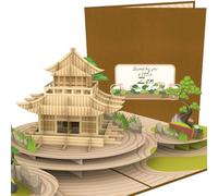 PopLife® Carte pop-up 3D Motif jardin zen japonais - Carte de remerciement, rétablissement, fête des mères, Saint-Valentin, condoléances, surprise pour un jardinier - Pour maman, papa, sœur,