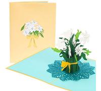 PopLife White Lily Bouquet 3D Pop Up Valentine's Day Card - Mother's Day, Easter Sunday Flowers, Thank You, Sympathy - for Sister, for Wife, for Mother, for Daughter, for Grandma, for Girlfriend