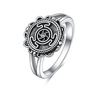 POPLYKE Bague Hekate en argent sterling S925 - Bijou déesse de la lune triple, bague de sorcière mystique