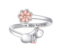 POPLYKE Bague ouverte réglable en argent sterling 925 avec motif dinosaure/Capybara/cochon d'Inde, 7, Argent sterling, Pas de pierre précieuse