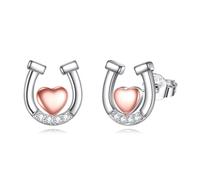 POPLYKE Boucles d'oreilles lotus, fer à cheval, ananas, renard - En argent sterling 925 - Cadeau pour femme, 10*8mm, Zircon, Pas de gemme