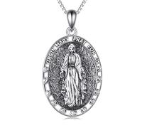 POPLYKE Collier Athéna/Hécate/Saint Michel/Vierge Marie pour femme en argent avec coquillage d'ormeau, Argent sterling, Pas de gemme