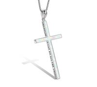 POPLYKE Collier avec croix en argent sterling 925 Philippiens 4:13 I Can Do All The Things - Cadeau pour femme et homme - 50,8 + 5,1 cm, Argent sterling, Pas de gemme