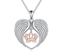 POPLYKE Collier avec pendentif en forme d'ailes d'ange en argent sterling pour femme, Argent sterling