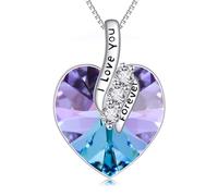 POPLYKE Collier avec pendentif en forme de cœur en cristal - En argent sterling 925 - Avec pendentif « Ich liebe dich für immer » - Cadeau d'anniversaire de mariage - Cadeau pour votre femme, votre