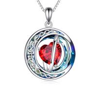 POPLYKE Collier en argent sterling 925 avec pendentif lune et étoile avec cristal bleu lune celtique bijoux Saint-Valentin cadeaux d'anniversaire pour femme, mère, femme, elle