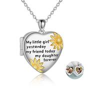 POPLYKE Collier en argent sterling avec pendentif en forme de tournesol gravé - Cadeau d'anniversaire, de remise de diplôme, de fête des mères pour femmes et filles, Argent sterling, Pas de gemme