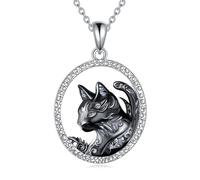 POPLYKE Collier fantôme chauve-souris en argent sterling avec nœud de sorcière - Collier d'Halloween - Collier effrayant pour Halloween, anniversaire, Noël - Bijoux pour femme, 1, Argent sterling, Pas