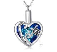 POPLYKE Collier tournesol/rose/boussole pour femmes et hommes en argent sterling 925 Pendentif urne Collier pour cendres Bijoux pour femmes et hommes, 20*20mm, Argent sterling, Cristal
