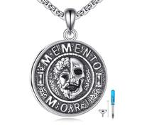 POPLYKE Collier urne pour cendres en argent sterling S925 avec pendentif funéraire Memento Mori pour homme, père, grand-père, papa, cadeau souvenir pour homme et femme