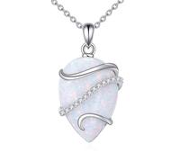 POPLYKE Labradorite/larima/lapis-lazuli/turquoise/opale Collier pour femme en argent sterling en forme de goutte d'eau Collier Bijoux Cadeau pour femme, m, Argent sterling, Pas de gemme