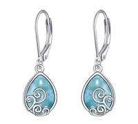 POPLYKE Larimar Boucles d'oreilles pendantes en argent sterling en forme de cage en filigrane pour femmes et filles, Argent sterling