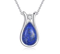 POPLYKE Larimar/pierre de lune/labradorite/opale/onyx/lapis-lazuli/turquoise/malachite Collier pour femme en argent sterling en forme de goutte d'eau Bijoux pendentif naturel cadeaux, m, Argent