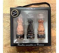 Popol Coffret Sels Et Poivres - Moulins Pour Un Assaisonnement Parfait | Sel Rose De L'Himalaya Poivre Noir Sarawak Au Piment D'Espelette Le Cadeau Idéal , 3 Unité (Lot 1)