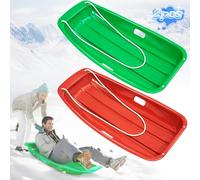 Popolic 2 pcs Luge à Neige, Traîneau à Neige Haute Performance avec Corde de Traction pour Enfants et Adultes, Traîneau Couleurs Différentes Meilleure Adaptée pour Le Ski, pneus de vélo