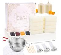 Popolic Kit de Fabrication de Bougie,150pcs Mèches de Bougie 9cm 12cm et 15 cm,1kg Cire de Soja,100xSticker Mèches de Bougie,Bougie 2xSupports en métal,Cuillère,Avec instructions