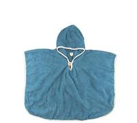 Popolini Poncho de bain pratique en tissu éponge tissé avec capuche et bouton décoratif en bois au niveau du col. Boutons pression sur le côté pour les poignets. (S)