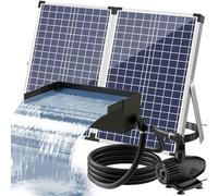 POPOSOAP Pompe à eau solaire de 75 W avec boîte de cascade de bassin en acier inoxydable 304 avec tuyau ondulé de 2,5 m pour cascade de jardin