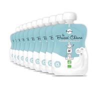 POPOTE - Brassé Chèvre Nature sans sucre Texture Lisse dès 6 mois - Pack de 10 gourdes x 100g