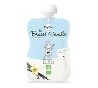 POPOTE - Brassé Vanille Bio Bébé 100 g - Dès 6 Mois - Gourde Individuelle - Texture Onctueuse - Lait de Vache Sans Sucres Ajoutés - Format Pratique à Emporter - Pack Familial 10 x 100 g