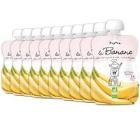 POPOTE - Compote de Bananes Bio - Dès 4/6 Mois - Gourde Individuelle 120g - Recette Lisse, Onctueuse - Première Découverte Fruitée - Gouter, Dessert - Format Pratique à Emporter - Pack 10 x 120g
