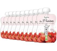 POPOTE - Compote Fraises Pommes Bio - Dès 4/6 Mois Gourde Individuelle 120g - Recette Lisse - Première Découverte Fruitée - Pour Gouter, Dessert - Format Pratique à Emporter - Pack Familial 10 x 120g