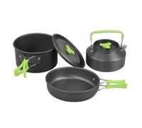 Popote de camping 3 pcs - Casserole, poêle et bouilloire - Alliage d'aluminium - Légère et compacte - Pour 2 à 3 personnes Label