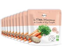 POPOTE - Petits Morceaux Carottes Riz Complet Bio 190 g - Dès 8/10 Mois - Purée Avec Morceaux Tendres - Introduction Textures, Premiers Morceaux - Format Pratique - Pack Familial 10 x 190g