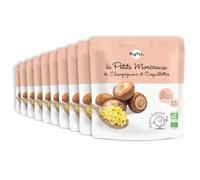 POPOTE - Petits Morceaux Champignons Coquillettes Bio - Repas Bébé Dès 10 Mois - Sachet Individuel 190g - Recette Simple et Équilibrée - Format Pratique à Emporter - Pack Familial 10 x 190g