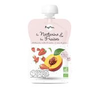 POPOTE - Purée Nectarine Fraises Bio - Dès 4/6 Mois - Recette Fruits Sans Sucres Ajoutés - Texture Lisse Adaptée Aux Bébés - Idéal Pour Diversification Alimentaire - Format Pratique - Pack 10 x 120 g