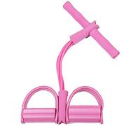POPOTI Foot Pedal Exercise Band, Sit Up Bodybuilding Expander Rally Elastic Rope 4-Tube Pull Rope Fitness Accessories for Abdomen Waist Arm Training Resistance Band (Pink)